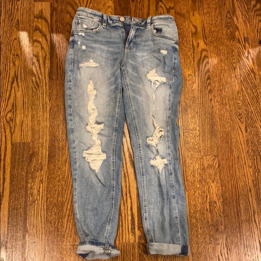 garage light washed girlfriend jeans